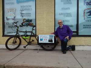 My father, bob Bruce, advertising "The Curse of the Neverland" on his Big Trucker bike.